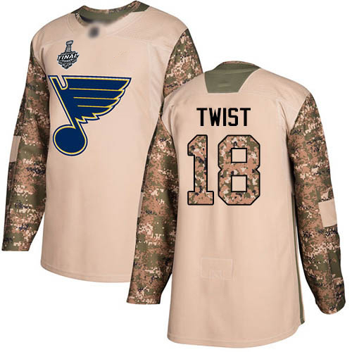 Blues #18 Tony Twist Camo Authentic 2017 Veterans Day Stanley Cup Final Bound Stitched Hockey Jersey