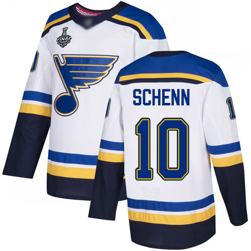 Blues #10 Brayden Schenn White Road Authentic Stanley Cup Final Bound Stitched Hockey Jersey - Click Image to Close