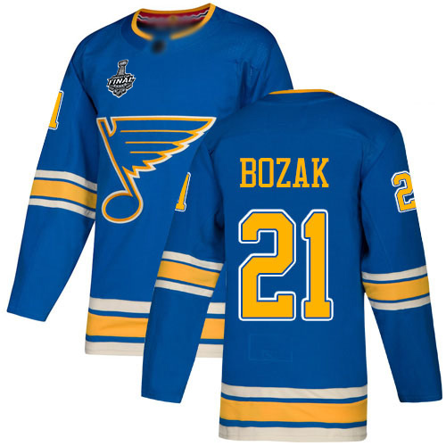 Blues #21 Tyler Bozak Blue Alternate Authentic Stanley Cup Final Bound Stitched Hockey Jersey - Click Image to Close