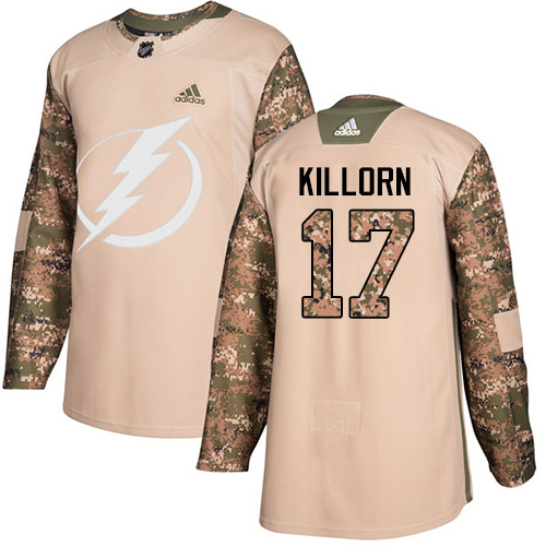 Adidas Lightning #17 Alex Killorn Camo Authentic 2017 Veterans Day Stitched NHL Jersey - Click Image to Close