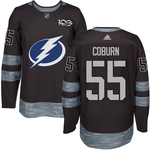 Adidas Lightning #55 Braydon Coburn Black 1917-2017 100th Anniversary Stitched NHL Jersey - Click Image to Close