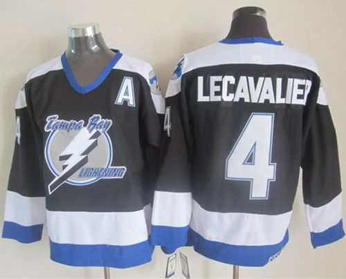 Lightning #4 Vincent Lecavalier Black CCM Throwback Stitched NHL Jersey - Click Image to Close