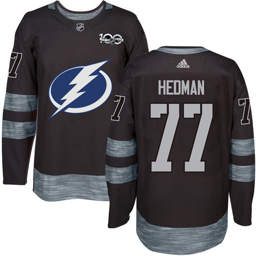 Adidas Lightning #77 Victor Hedman Black 1917-2017 100th Anniversary Stitched NHL Jersey - Click Image to Close