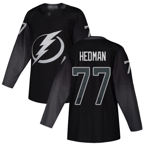 Adidas Lightning #77 Victor Hedman Black Alternate Authentic Stitched NHL Jersey - Click Image to Close