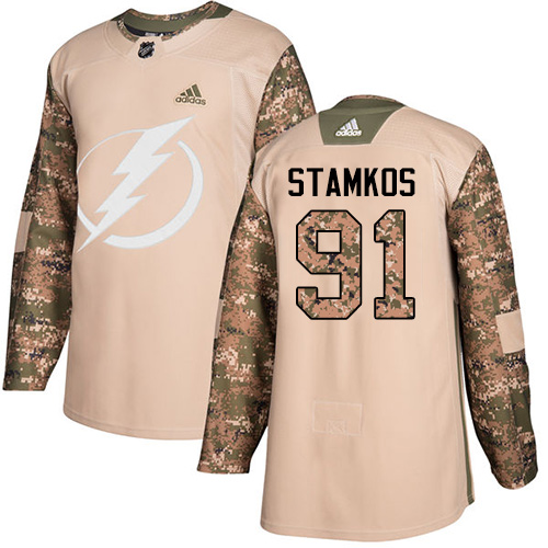 Adidas Lightning #91 Steven Stamkos Camo Authentic 2017 Veterans Day Stitched NHL Jersey