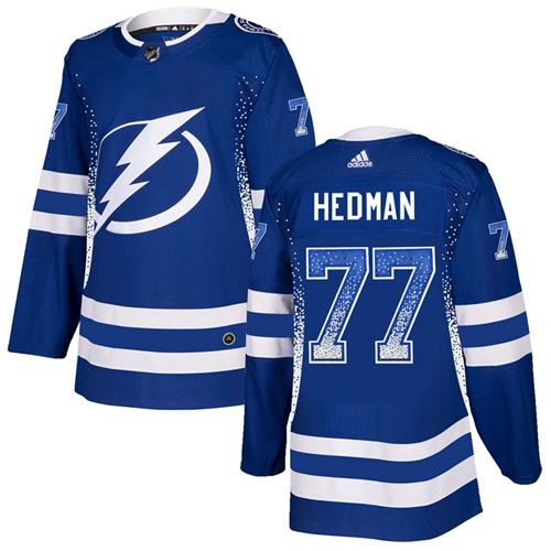 Adidas Lightning #77 Victor Hedman Blue Home Authentic Drift Fashion Stitched NHL Jersey - Click Image to Close