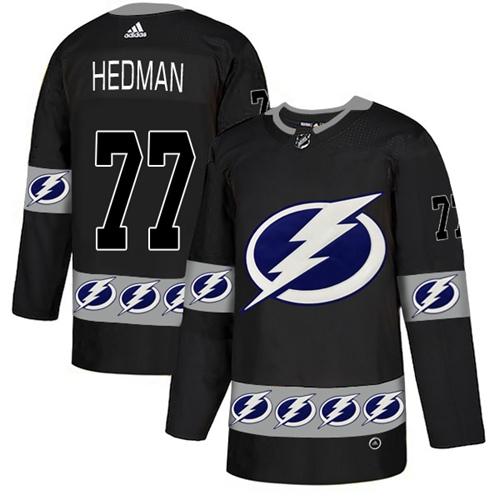 Adidas Lightning #77 Victor Hedman Black Authentic Team Logo Fashion Stitched NHL Jersey - Click Image to Close