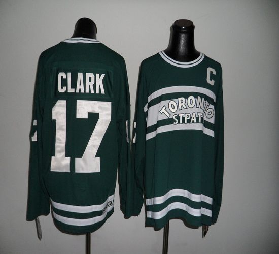 Maple Leafs CCM Throwback #17 Wendel Clark Green Stitched NHL Jersey - Click Image to Close