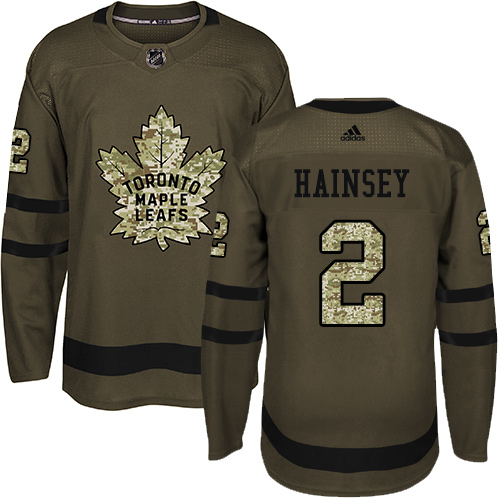 Adidas Maple Leafs #2 Ron Hainsey Green Salute to Service Stitched NHL Jersey - Click Image to Close