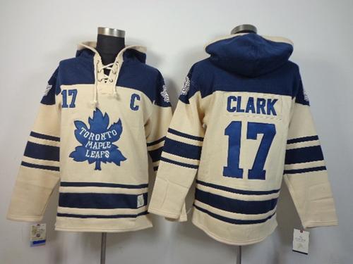 Maple Leafs #17 Wendel Clark Cream Sawyer Hooded Sweatshirt Stitched NHL Jersey