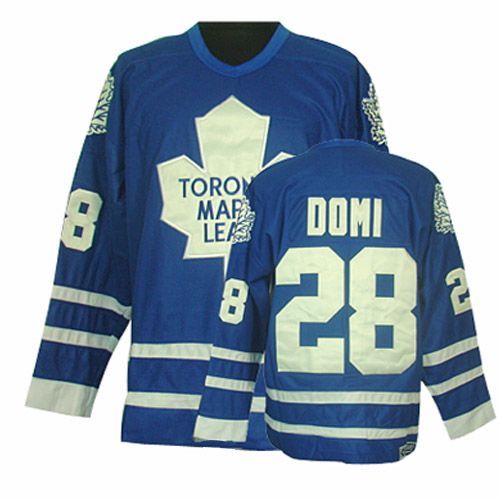 Maple Leafs #28 Tie Domi Blue CCM Throwback Stitched NHL Jersey - Click Image to Close