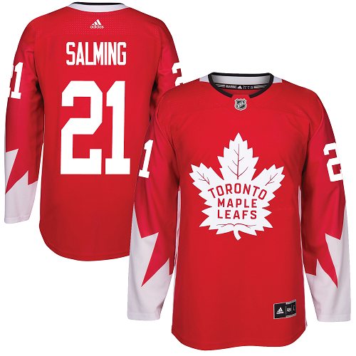 Adidas Maple Leafs #21 Borje Salming Red Team Canada Authentic Stitched NHL Jersey