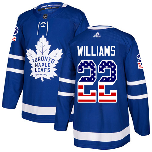 Adidas Maple Leafs #22 Tiger Williams Blue Home Authentic USA Flag Stitched NHL Jersey