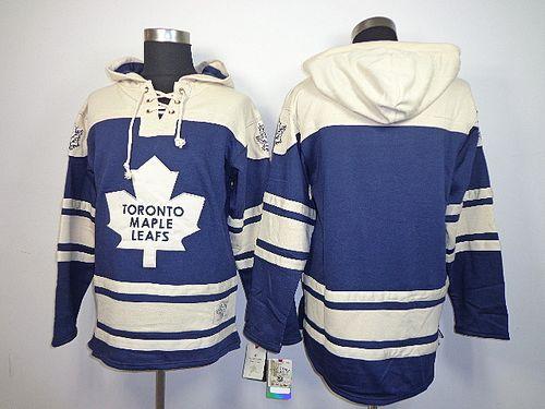 Maple Leafs Blank Blue Sawyer Hooded Sweatshirt Stitched NHL Jersey - Click Image to Close