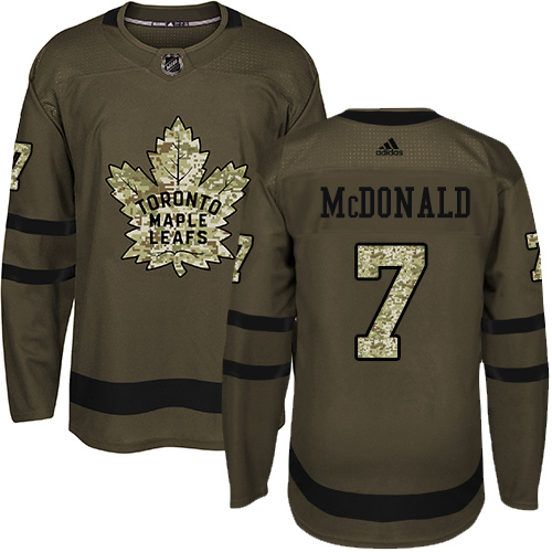 Adidas Maple Leafs #7 Lanny McDonald Green Salute to Service Stitched NHL Jersey - Click Image to Close