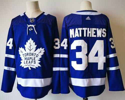 Adidas Maple Leafs #34 Auston Matthews Blue Home Authentic Stitched NHL Jersey - Click Image to Close