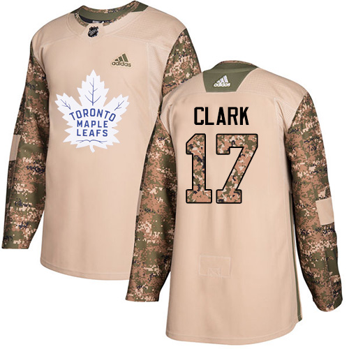 Adidas Maple Leafs #17 Wendel Clark Camo Authentic 2017 Veterans Day Stitched NHL Jersey - Click Image to Close