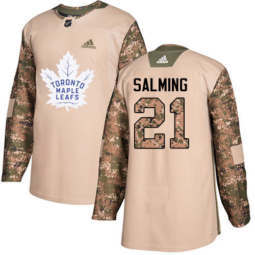 Adidas Maple Leafs #21 Borje Salming Camo Authentic 2017 Veterans Day Stitched NHL Jersey - Click Image to Close