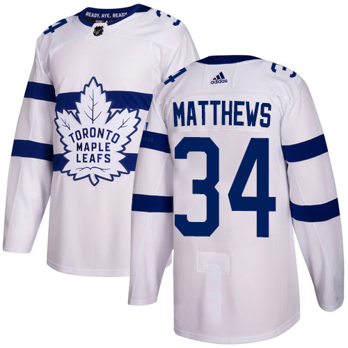 Adidas Maple Leafs #34 Auston Matthews White Authentic 2018 Stadium Series Stitched NHL Jersey - Click Image to Close