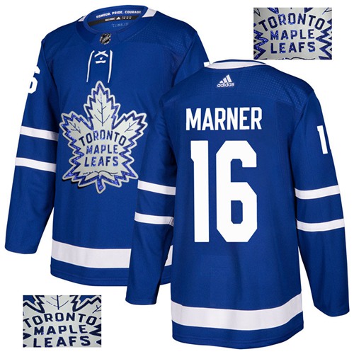 Adidas Maple Leafs #16 Mitchell Marner Blue Home Authentic Fashion Gold Stitched NHL Jersey - Click Image to Close