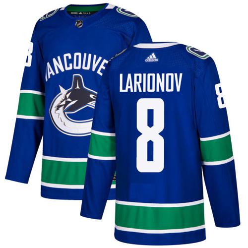 Adidas Canucks #8 Igor Larionov Blue Home Authentic Stitched NHL Jersey - Click Image to Close