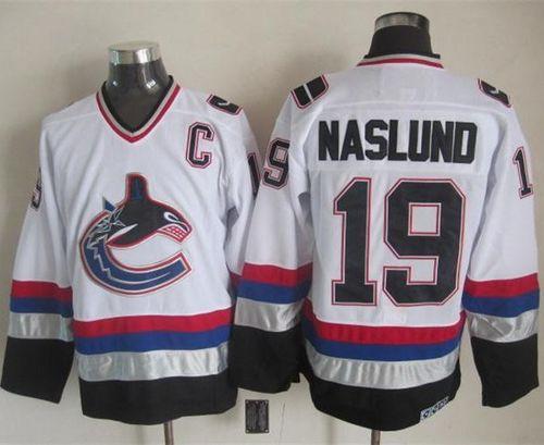 Canucks #19 Markus Naslund White/Black CCM Throwback Stitched NHL Jersey - Click Image to Close