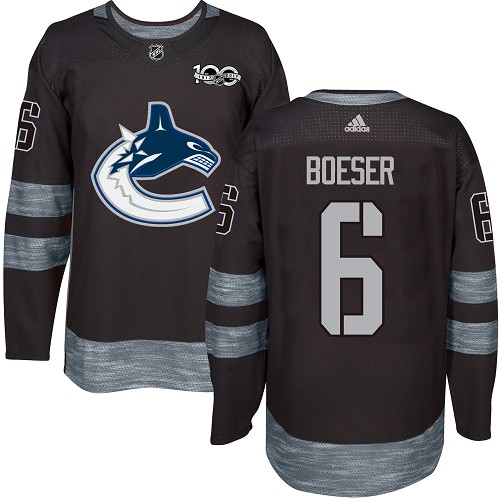 Adidas Canucks #6 Brock Boeser Black 1917-2017 100th Anniversary Stitched NHL Jersey