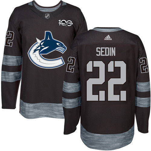 Adidas Canucks #22 Daniel Sedin Black 1917-2017 100th Anniversary Stitched NHL Jersey