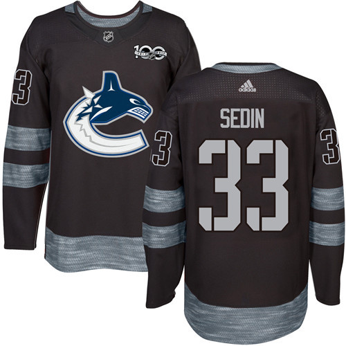 Adidas Canucks #33 Henrik Sedin Black 1917-2017 100th Anniversary Stitched NHL Jersey