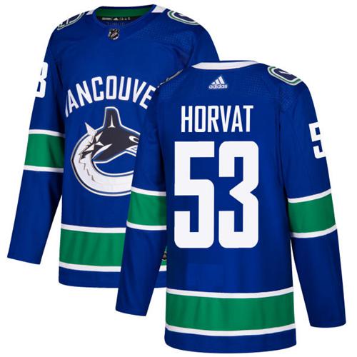 Adidas Canucks #53 Bo Horvat Blue Home Authentic Stitched NHL Jersey - Click Image to Close