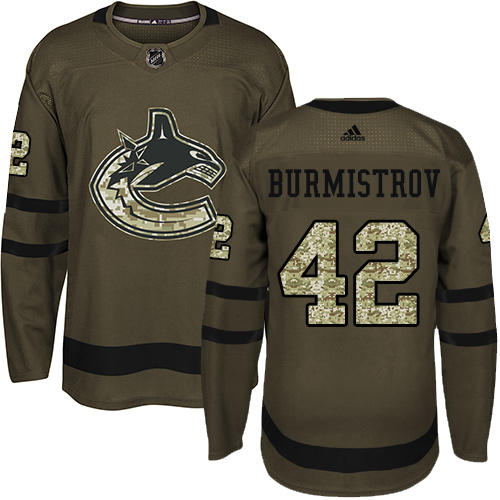 Adidas Canucks #42 Alex Burmistrov Green Salute to Service Stitched NHL Jersey