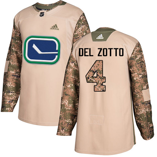 Adidas Canucks #4 Michael Del Zotto Camo Authentic 2017 Veterans Day Stitched NHL Jersey - Click Image to Close