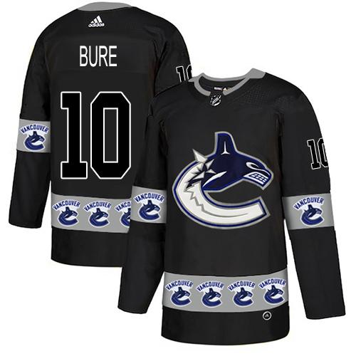 Adidas Canucks #10 Pavel Bure Black Authentic Team Logo Fashion Stitched NHL Jersey - Click Image to Close