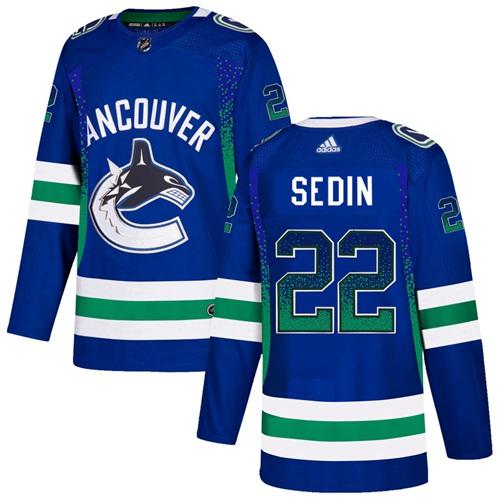 Adidas Canucks #22 Daniel Sedin Blue Home Authentic Drift Fashion Stitched NHL Jersey