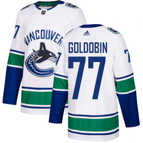 Adidas Canucks #77 Nikolay Goldobin White Road Authentic Stitched NHL Jersey