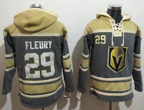 Golden Knights #29 Marc-Andre Fleury Grey Sawyer Hooded NHL Sweatshirt