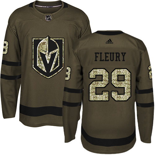 Adidas Golden Knights #29 Marc-Andre Fleury Green Salute to Service Stitched NHL Jersey - Click Image to Close