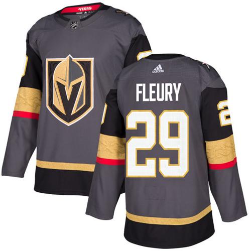 Adidas Golden Knights #29 Marc-Andre Fleury Grey Home Authentic Stitched NHL Jersey - Click Image to Close