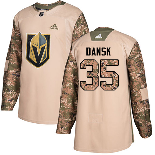 Adidas Golden Knights #35 Oscar Dansk Camo Authentic 2017 Veterans Day Stitched NHL Jersey