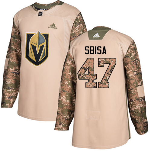 Adidas Golden Knights #47 Luca Sbisa Camo Authentic 2017 Veterans Day Stitched NHL Jersey