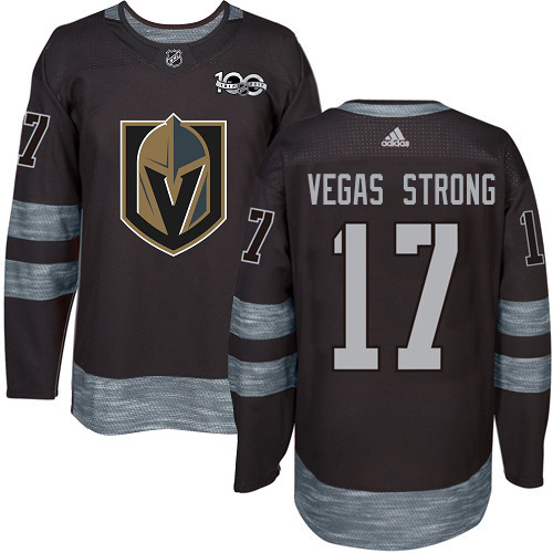 Adidas Golden Knights #17 Vegas Strong Black 1917-2017 100th Anniversary Stitched NHL Jersey - Click Image to Close