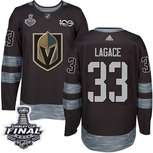 Adidas Golden Knights #33 Maxime Lagace Black 1917-2017 100th Anniversary 2018 Stanley Cup Final Stitched NHL Jersey - Click Image to Close