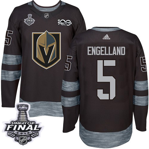 Adidas Golden Knights #5 Deryk Engelland Black 1917-2017 100th Anniversary 2018 Stanley Cup Final Stitched NHL Jersey