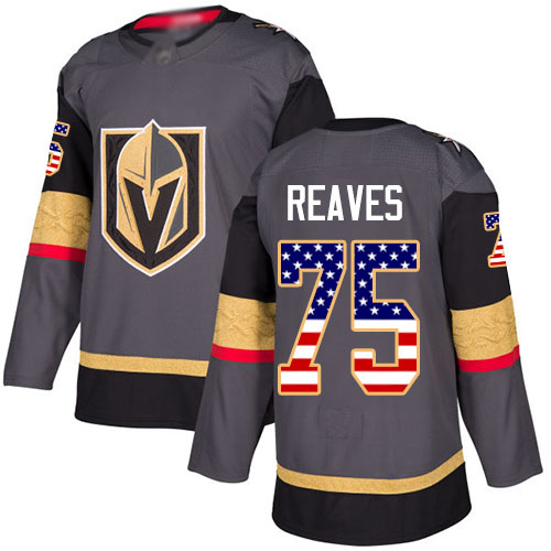 Adidas Golden Knights #75 Ryan Reaves Grey Home Authentic USA Flag Stitched NHL Jersey