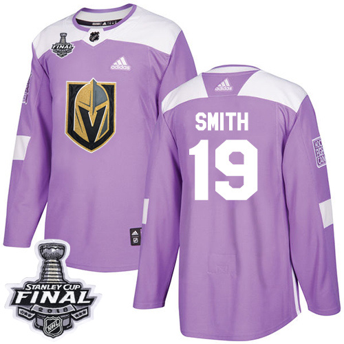 Adidas Golden Knights #19 Reilly Smith Purple Authentic Fights Cancer 2018 Stanley Cup Final Stitched NHL Jersey - Click Image to Close