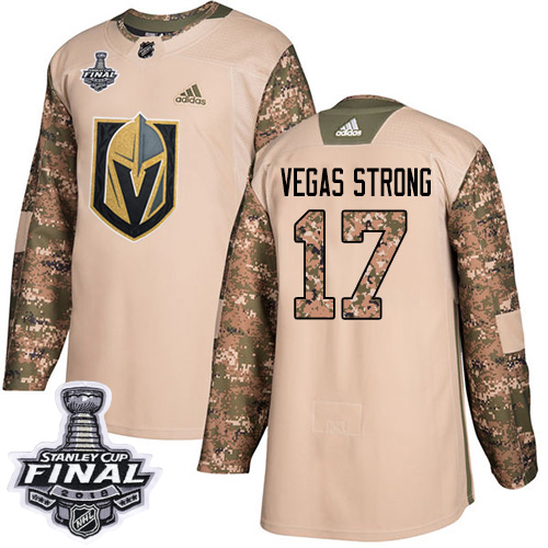 Adidas Golden Knights #17 Vegas Strong Camo Authentic 2017 Veterans Day 2018 Stanley Cup Final Stitched NHL Jersey - Click Image to Close