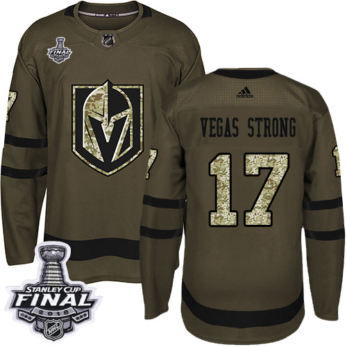 Adidas Golden Knights #17 Vegas Strong Green Salute to Service 2018 Stanley Cup Final Stitched NHL Jersey - Click Image to Close