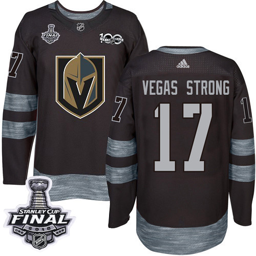 Adidas Golden Knights #17 Vegas Strong Black 1917-2017 100th Anniversary 2018 Stanley Cup Final Stitched NHL Jersey