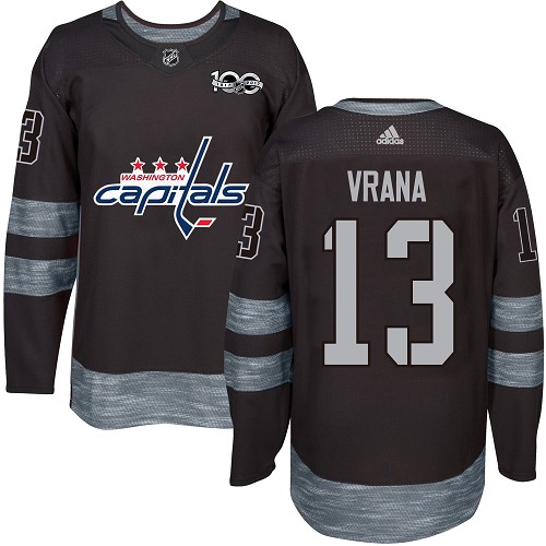 Adidas Capitals #13 Jakub Vrana Black 1917-2017 100th Anniversary Stitched NHL Jersey - Click Image to Close