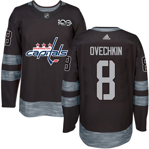 Adidas Capitals #8 Alex Ovechkin Black 1917-2017 100th Anniversary Stitched NHL Jersey - Click Image to Close